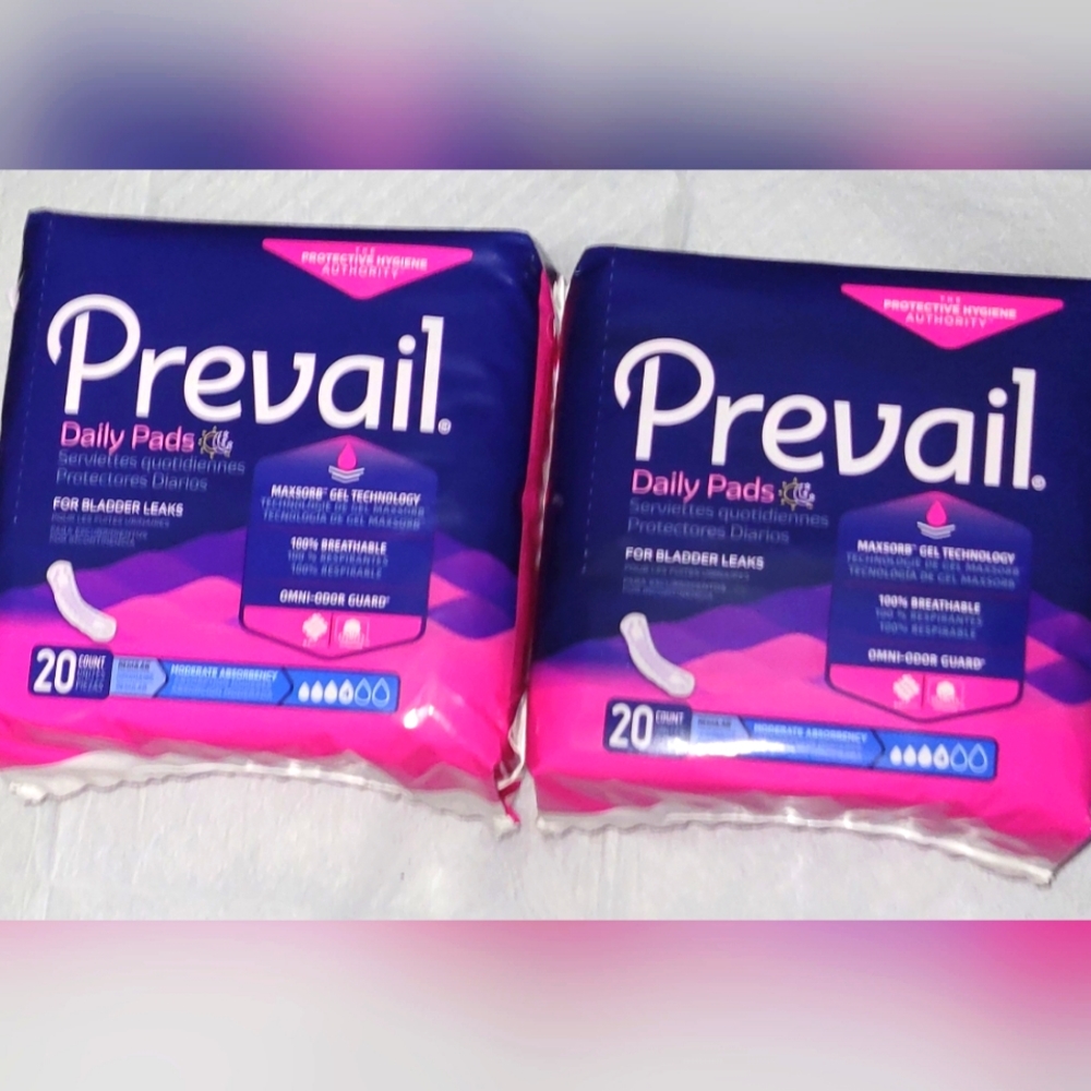 2 Packs (40 total)Prevail Daily Pads for Bladder Leaks